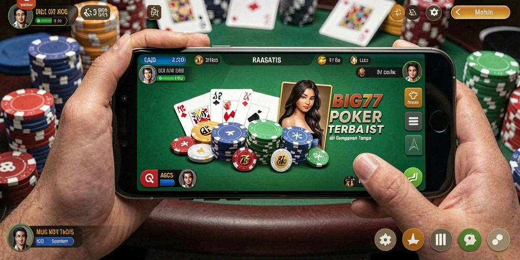 Screenshot utama BIG77 menampilkan gameplay Poker yang seru.