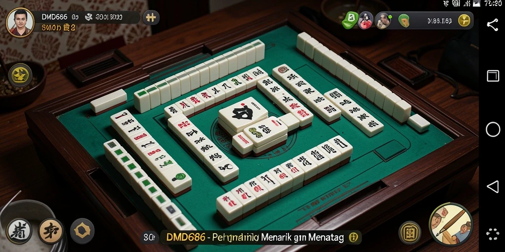 Tampilan gameplay DMD686 dengan berbagai ubin Mahjong yang menantang.