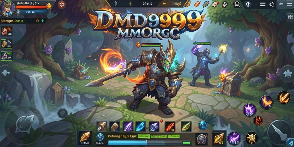 Screenshot DMD999 menampilkan pertarungan seru dalam dunia MMORPG.