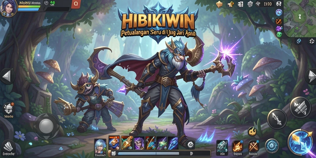 Screenshot gameplay HIBIKIWIN yang menampilkan pertarungan seru dan grafis memukau.