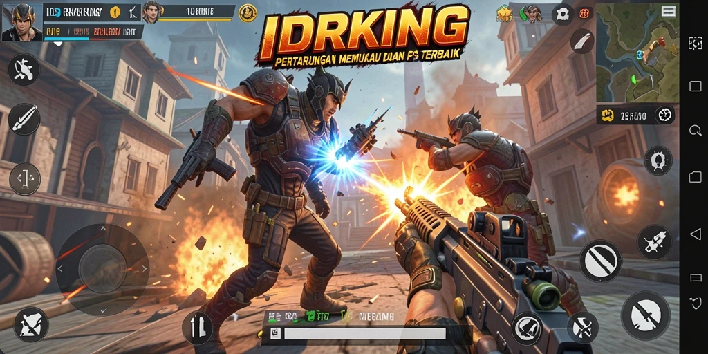 Screenshot utama IDRKING menampilkan aksi menembak yang mendebarkan dalam game FPS.