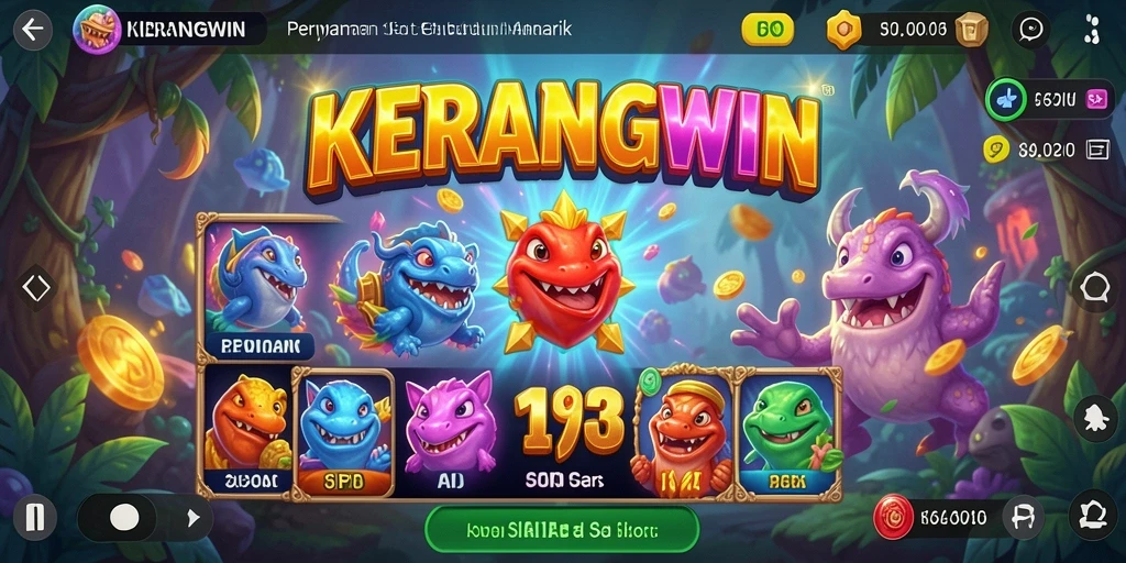 Tampilan utama gameplay KERANGWIN dengan berbagai simbol slot.