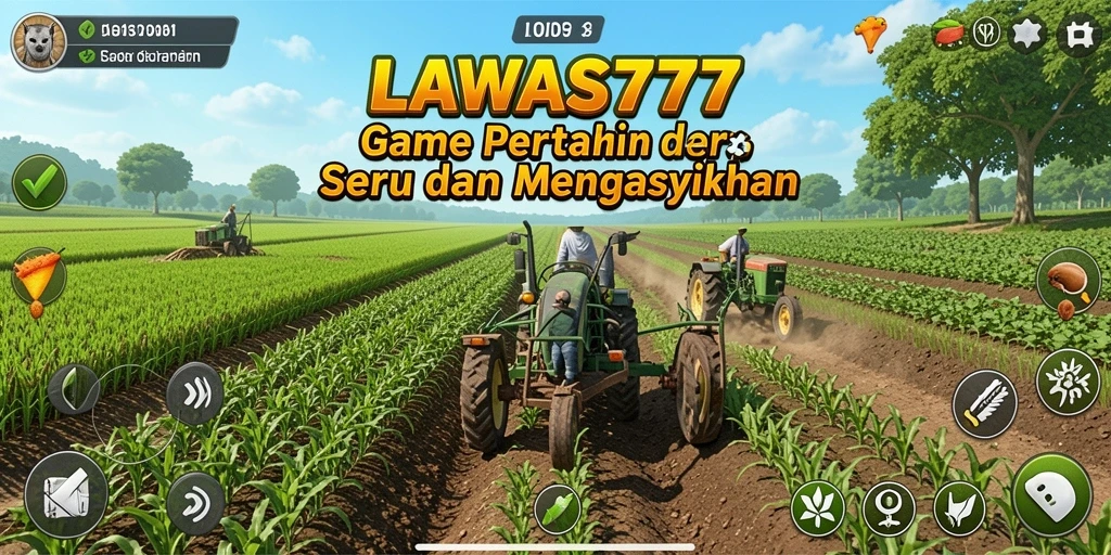 Screenshot utama LAWAS777 menampilkan petani sedang merawat tanaman.