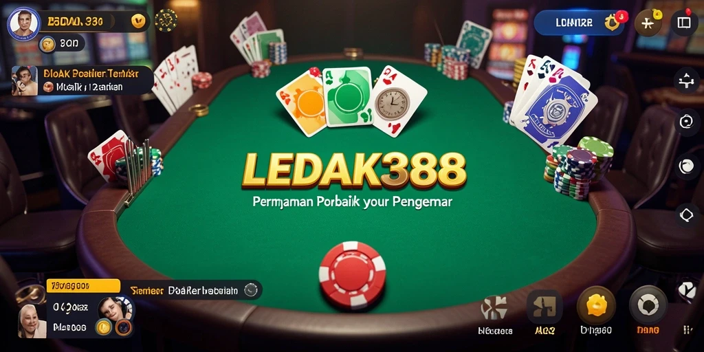 Tampilan menarik dari gameplay LEDAK388 dengan aksi Poker seru.