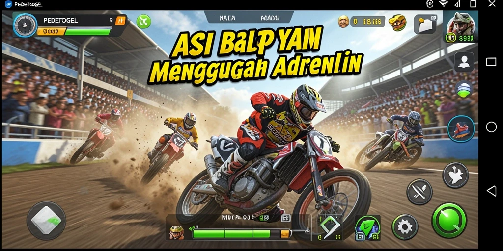 Screenshot gameplay PEDETOGEL yang menunjukkan momen balap yang mendebarkan.