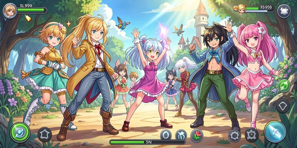 Menampilkan karakter bergaya anime dalam aksi gameplay yang mendebarkan.