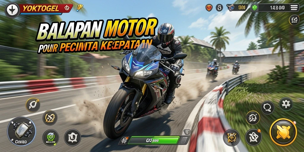 Gameplay seru YOKTOGEL dengan motor balap yang cepat.